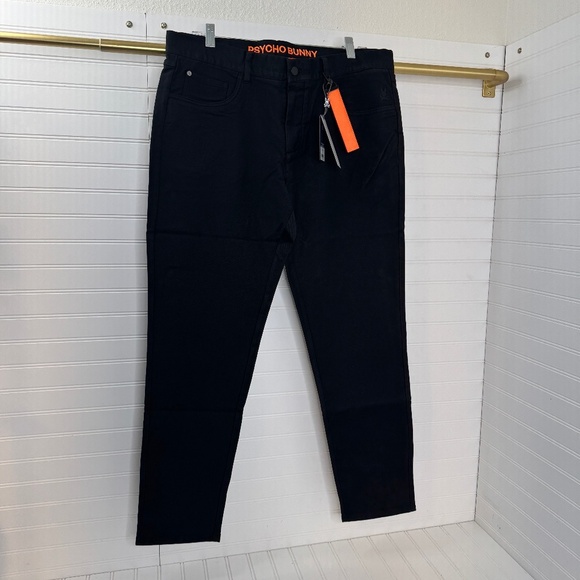 NEW Psycho Bunny Hays Twill Pant US 34 Black